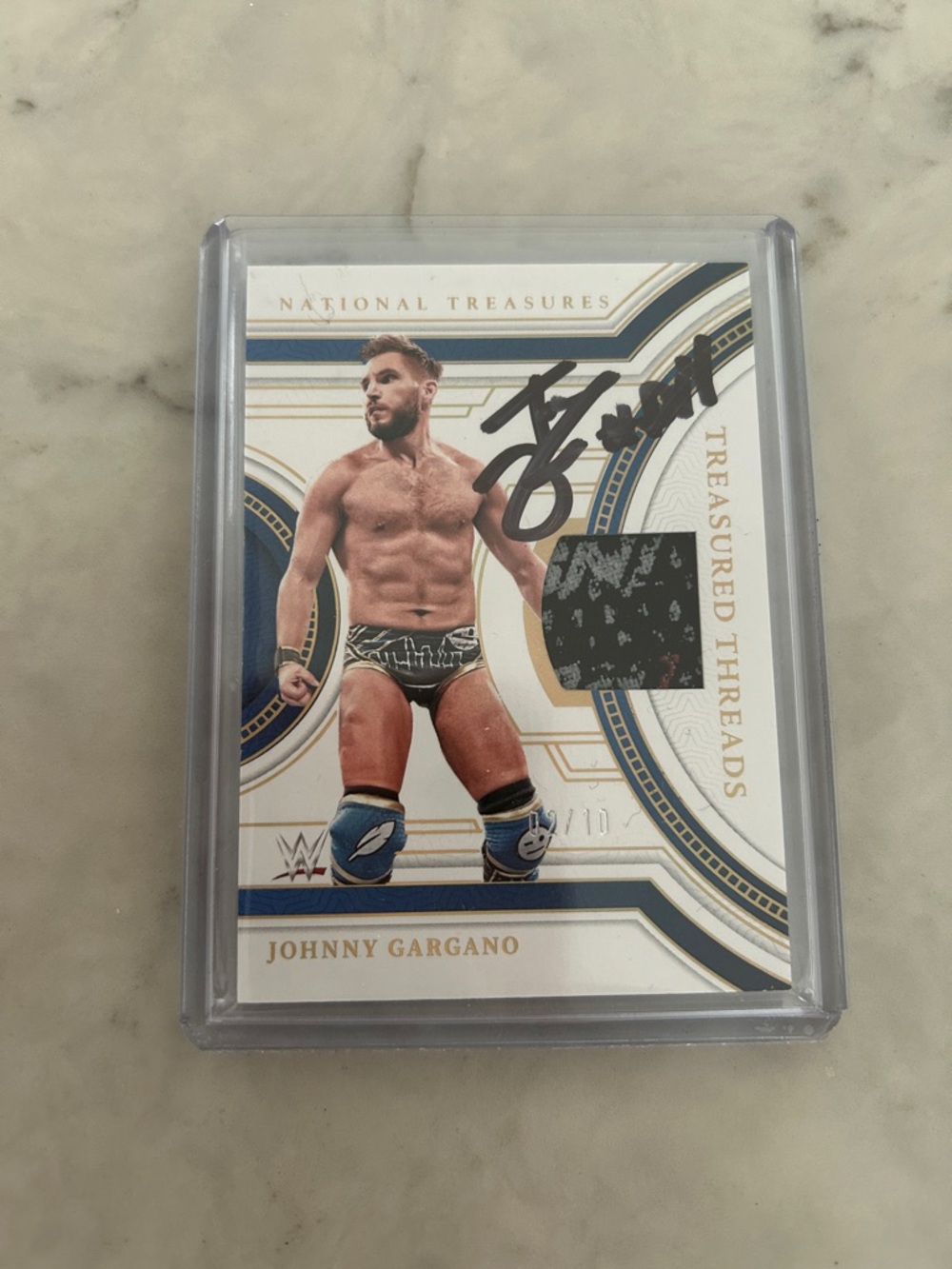 WWE Autograph Patch Trading Card - Blue/White/Gold Design